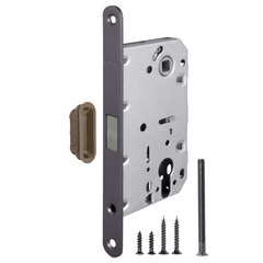 Замок врезной магнитный Fuaro M85C-50 для межкомнатной двери под цилиндр графит - фото 1