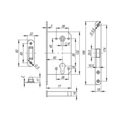 Замок врезной магнитный Fuaro M85C-50 для межкомнатной двери под цилиндр золото - фото 2