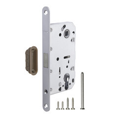 Замок врезной магнитный Fuaro M85C-50 для межкомнатной двери под цилиндр сатинированный хром - фото 1