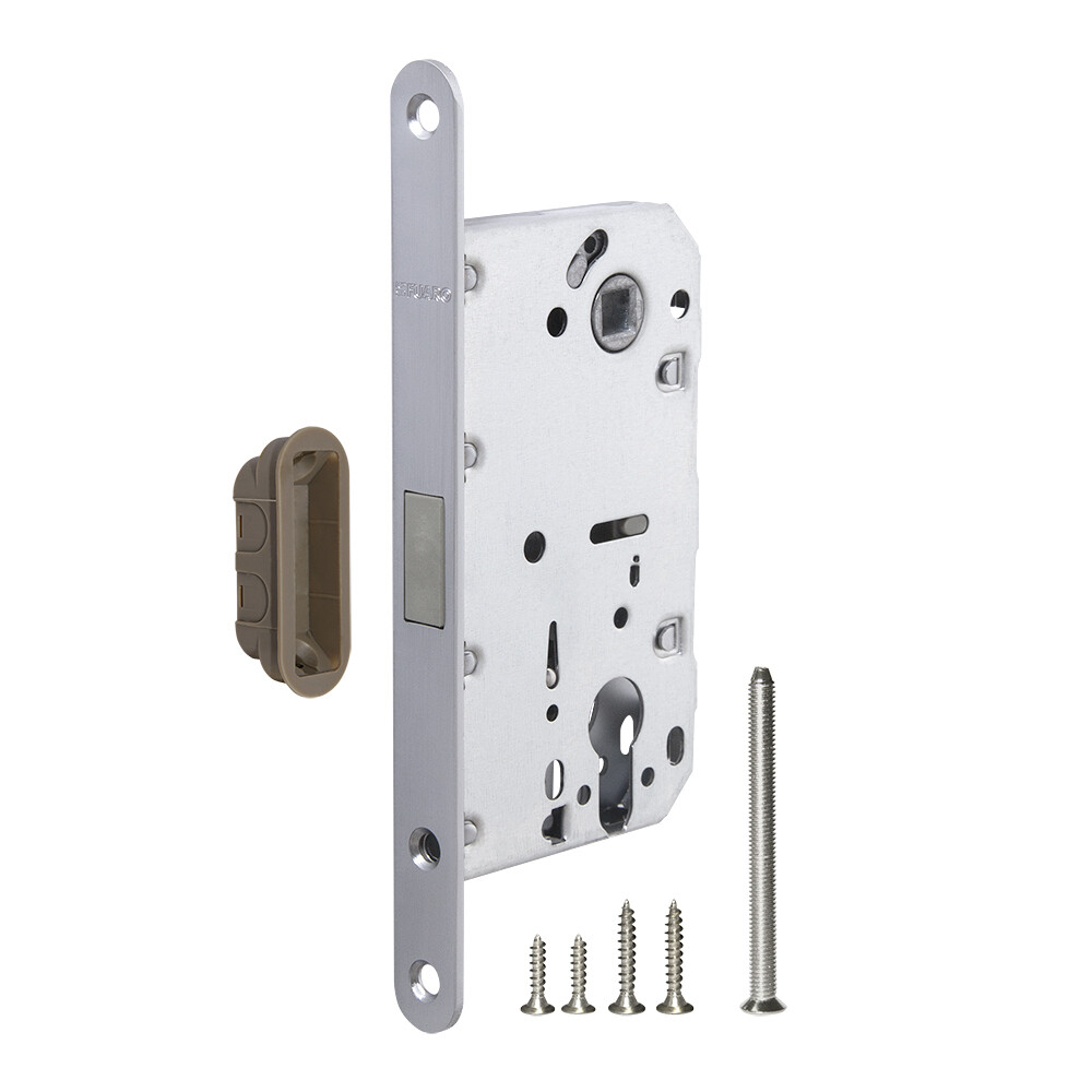 Изображение товара Замок врезной магнитный Fuaro M85C-50 для межкомнатной двери под цилиндр сатинированный хром