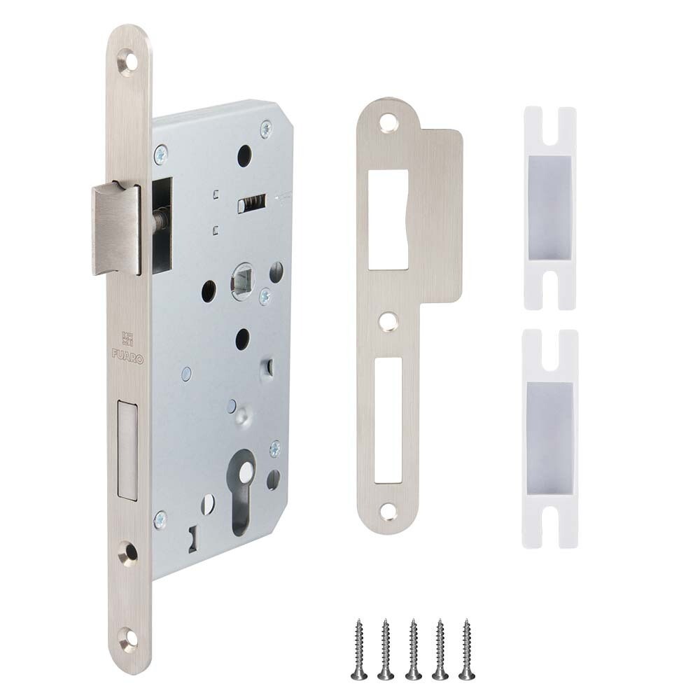 Замок врезной Fuaro C-55-72 для входной двери под цилиндр нержавеющая сталь