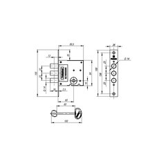 Замок врезной Fuaro V10S60.00.3R14 для входной двери никель 4 ключа - фото 2