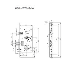 Замок врезной Fuaro V25C60.85.3R16 универсальный никель - фото 2