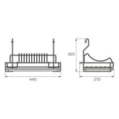 Сушилка для посуды на рейлинг с поддоном 440х270х260 мм хром (MX-074) - фото 2