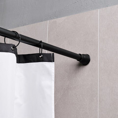 Карниз для ванной 140-260 см телескопический прямой сталь черный - фото 4