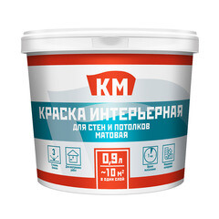 Краска интерьерная КМ база С бесцветная 0,9 л - фото 3