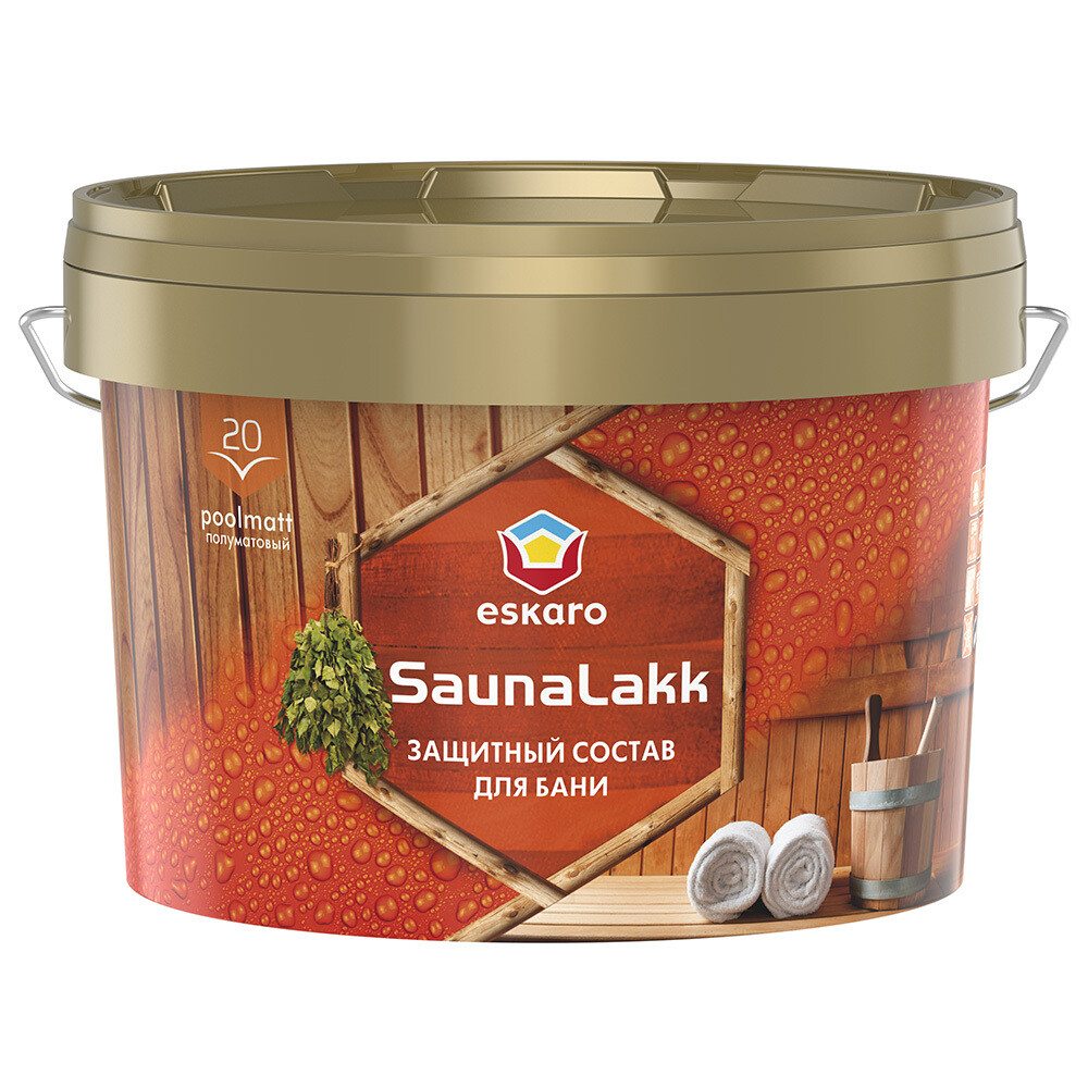 Изображение товара Бесцветный акрилатный лак Eskaro Saunalakk для бань и саун 2.4 л