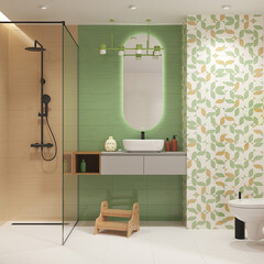 Плитка облицовочная Cersanit Light лепестки многоцветная 440x200x8,5 мм (12 шт.=1,056 кв.м) - фото 12