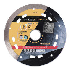Диск алмазный по керамограниту Rage Furious 125х22,2х1,2 мм сегментный мокрый рез (605126) - фото 1
