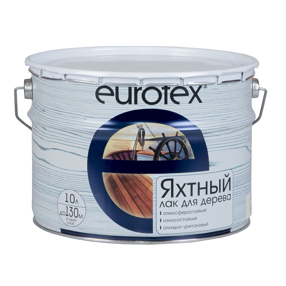 Изображение товара Алкидно-уретановый яхтный лак Eurotex бесцветный 10 л глянцевый для дерева