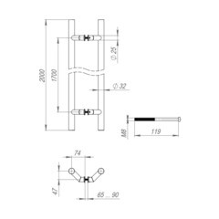 Ручка-скоба Fuaro PULL.PH32/2000.45 нержавеющая сталь 2000 мм (47957) - фото 2