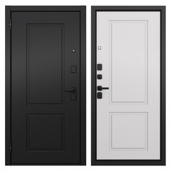 Изображение товара Дверь входная Mastino Дрейк левая черный матовый - белый софт 960х2050 мм