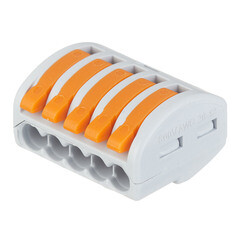 Клемма на 5 проводов Electrovolt EV-B222-415 0,08-4 кв.мм самозажимная без пасты (25 шт.) (ЦБ-00017478) - фото 1