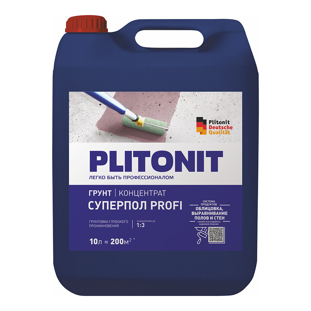 Изображение товара Грунт Plitonit СуперПол Profi глубокого проникновения 10 л для полов и стен