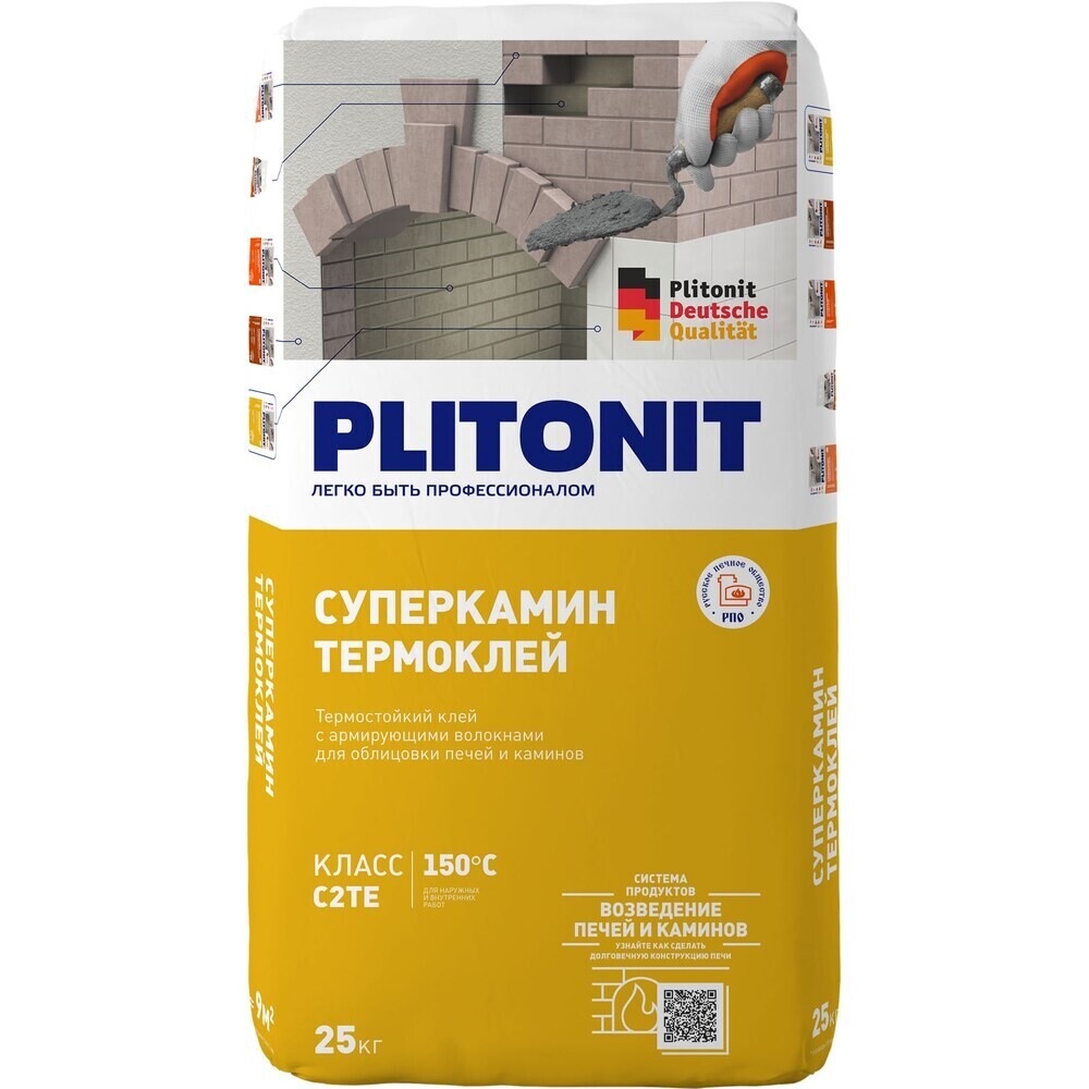 Изображение товара Клей для печей и каминов Plitonit ТермоКлей серый 25 кг для облицовки