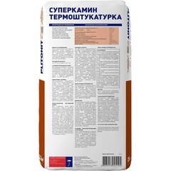 Штукатурка для печей и каминов Plitonit СуперКамин ТермоШтукатурка белая 25 кг - фото 2