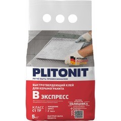 Изображение товара Клей для плитки/ керамогранита/ камня Plitonit В Экспресс Вб быстротвердеющий серый класс C1 TF 5 кг