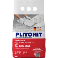 Изображение товара Клей для плитки/ керамогранита/ мозаики/ камня Plitonit С Мрамор белый класс C2 TE 4 кг