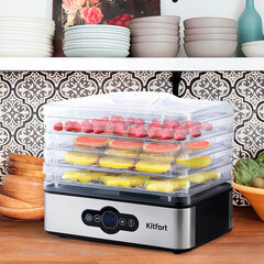 Сушилка для овощей и фруктов Kitfort КТ-1914 черно-серебристая - фото 7