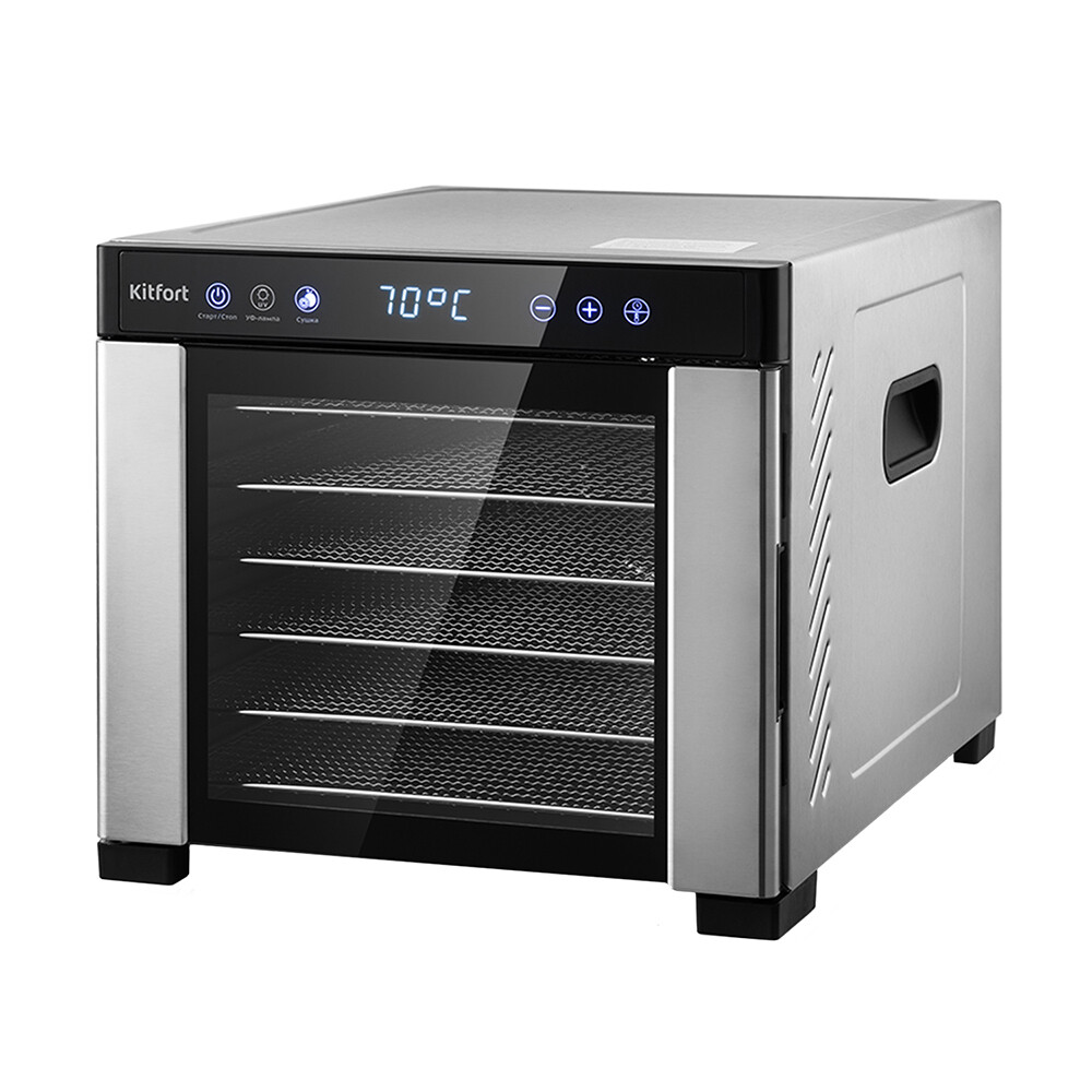 Сушилка для овощей и фруктов Kitfort КТ-1916 черно-серебристая