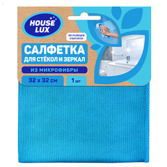 Изображение товара Салфетка для стекол и зеркал из микрофибры 32х32 см House Lux