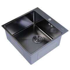 Мойка для кухни Mixline Pro 500х500х200 мм врезная квадратная с сифоном нержавеющая сталь черная (547230)