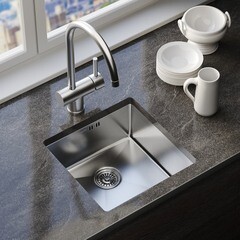 Мойка для кухни Mixline Pro 45х45х20 см врезная с сифоном сталь сатин (547225/5627) - фото 3