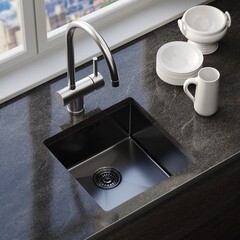 Мойка для кухни Mixline Pro 45х45х20 см врезная с сифоном сталь графит (547226/5634) - фото 4