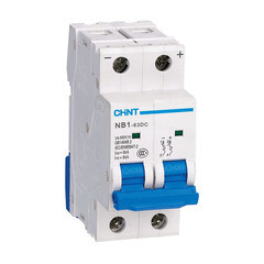 Изображение товара Автоматический выключатель модульный Chint NB1-63DC 2P 2А тип C 6 кА 500 В (182714)