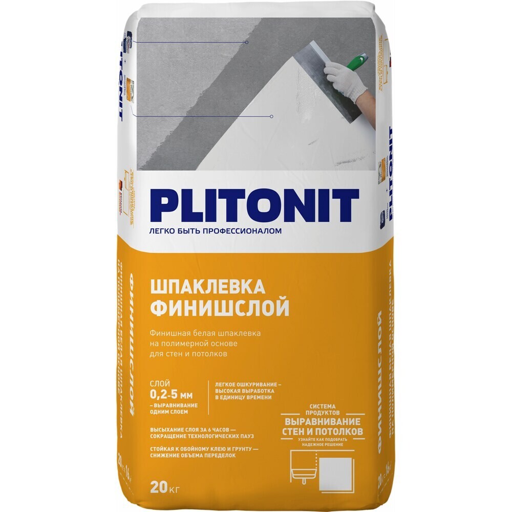 Изображение товара Полимерная шпаклевка Plitonit ФинишСлой 20 кг для внутренних работ