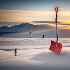 Лопата снеговая Инструм-Агро SnowПингвин полипропилен с алюминиевым черенком 1450х490 мм (100181) - фото 2