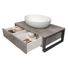 Тумба под раковину со столешницей 1Marka Roy 80 см подвесная серый мрамор (Ц0000026163/88413) - фото 1