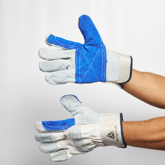 Перчатки кожаные комбинированные Delta Plus DS202 серо-синие 10 (XL) - фото 4