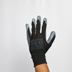 Перчатки полиэстеровые маслобензостойкие с нитриловым обливом Delta Plus черно-серые 9 (L) (VE712GR09/1692) - фото 3