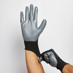 Перчатки полиэстеровые маслобензостойкие с нитриловым обливом Delta Plus черно-серые 9 (L) (VE712GR09/1692) - фото 4