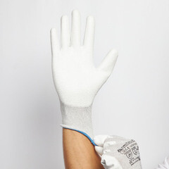 Перчатки х/б 5 нитей с полиуретановым покрытием антистатичные Delta Plus VE702PESD серые 10 (XL) - фото 5