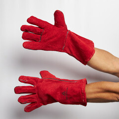 Краги кожаные для сварщика Delta Plus бордовые 10 (XL) - фото 4