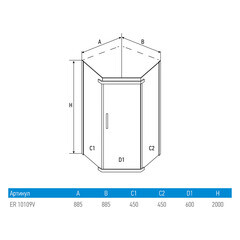 Душевой уголок Erlit Comfort хром 90х90х200 см пятиугольник стекло прозрачное 6 мм (ER10109V-С1) - фото 2