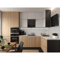 Панель стеновая АБС пластик для кухни 3000х600х1,5 мм вулканический пепел - фото 2