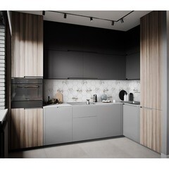 Панель стеновая АБС пластик для кухни 3000х600х1,5 мм гексагон мрамор - фото 2