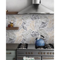 Панель стеновая ПВХ для кухни 3000х600х1 мм листья в камне - фото 4