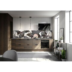 Панель стеновая ПВХ для кухни 3000х600х1 мм листья в графике - фото 4