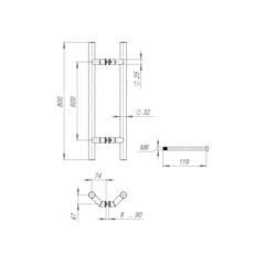 Ручка-скоба Fuaro PH-45-32/800 нержавеющая сталь - фото 2