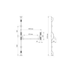 Ручка-штанга антипаника Fuaro 1700C с удлинителями тяги черная - фото 3