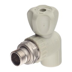 Кран шаровой полипропиленовый FV Plast 20 мм х 1/2 НР(ш) для радиатора с накидной гайкой угловой (А31502) - фото 1