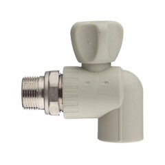Кран шаровой полипропиленовый FV Plast 25 мм х 3/4 НР(ш) для радиатора с накидной гайкой угловой (А315025000) - фото 3