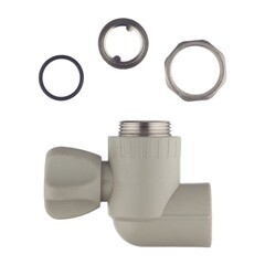 Кран шаровой полипропиленовый FV Plast 25 мм х 3/4 НР(ш) для радиатора с накидной гайкой угловой (А315025000) - фото 5