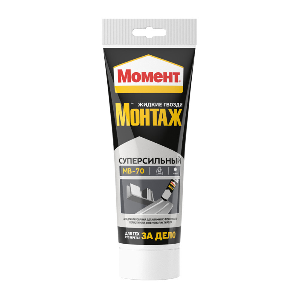 Изображение товара Клей монтажный акриловый Момент Монтаж МВ-70 Суперсильный белый 180 мл туба Изображение товара Клей монтажный акриловый Момент Монтаж МВ-70 Суперсильный белый 180 мл туба