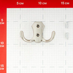 Крючок-вешалка двухрожковый сатин (129918) - фото 3