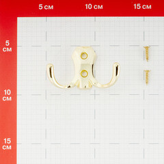 Крючок-вешалка двухрожковый золото (129916) - фото 3